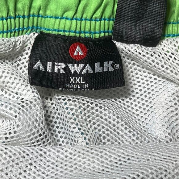 Airwalk Mens Trunks‎ Swim Shorts Green Checkered Drawstring XXL - Picture 2 of 4